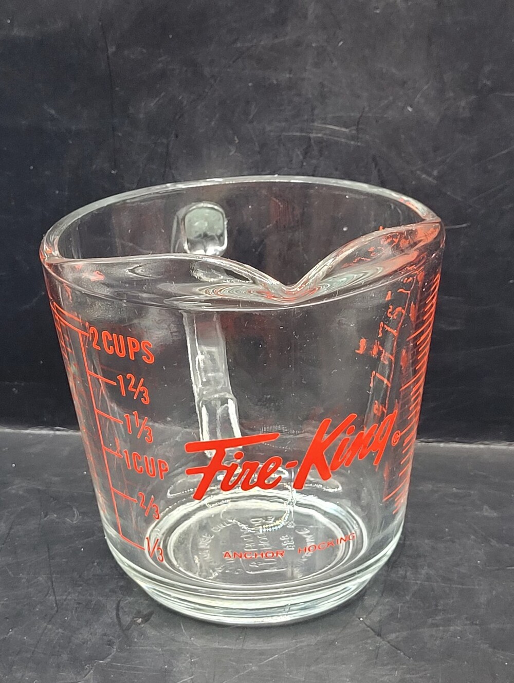 FIRE KING 2 CUP GLASS MEASURING CUP 1980s VINTAGE OUNCE METRIC 498 MICROWAVE